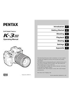 Pentax K 3 III manual. Camera Instructions.